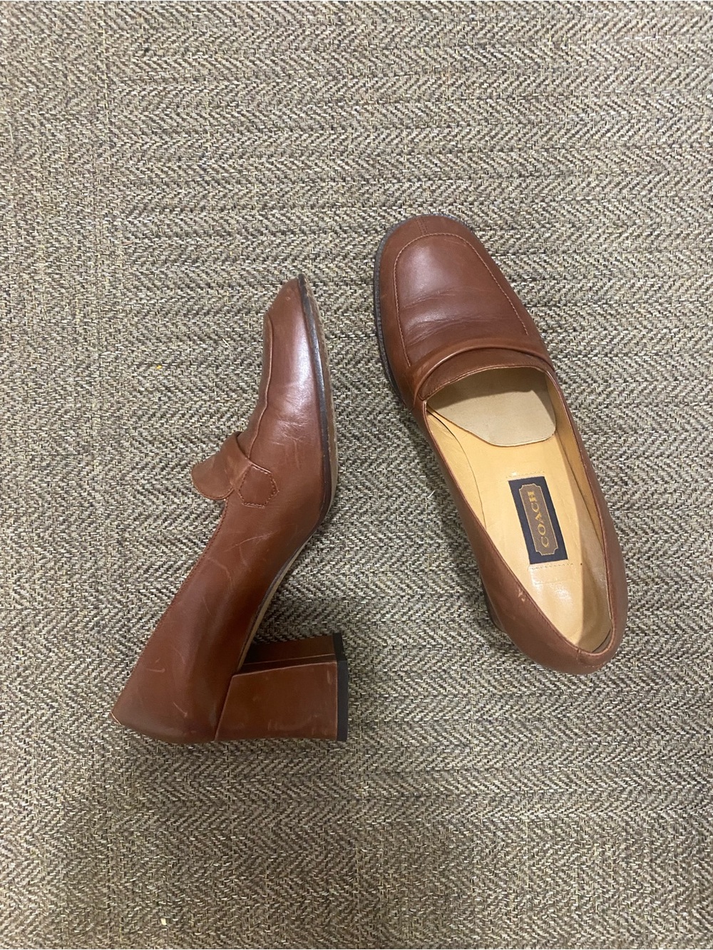 Coach Italian Leather Heeled Loafers Brown Women’s Size 8 B